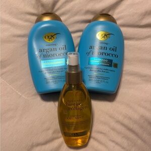 OGX Argan Oil of Morocco Shampoo, Conditioner, and Biotin Collagen Oil Mist Set